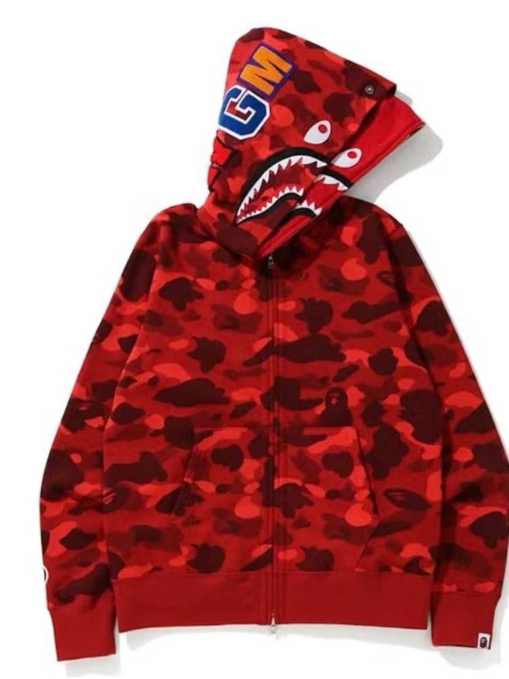 Bape Red Camo Shark Zip Hoodie